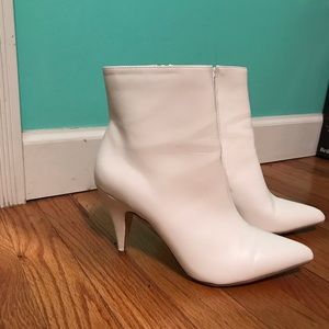 White booties, point toe 2 3/4 heel